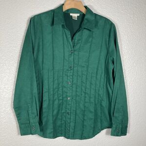 Hannah Womens Faux Suede Shirt  M Button Western Kelly Green Ribbed Gorp Forest